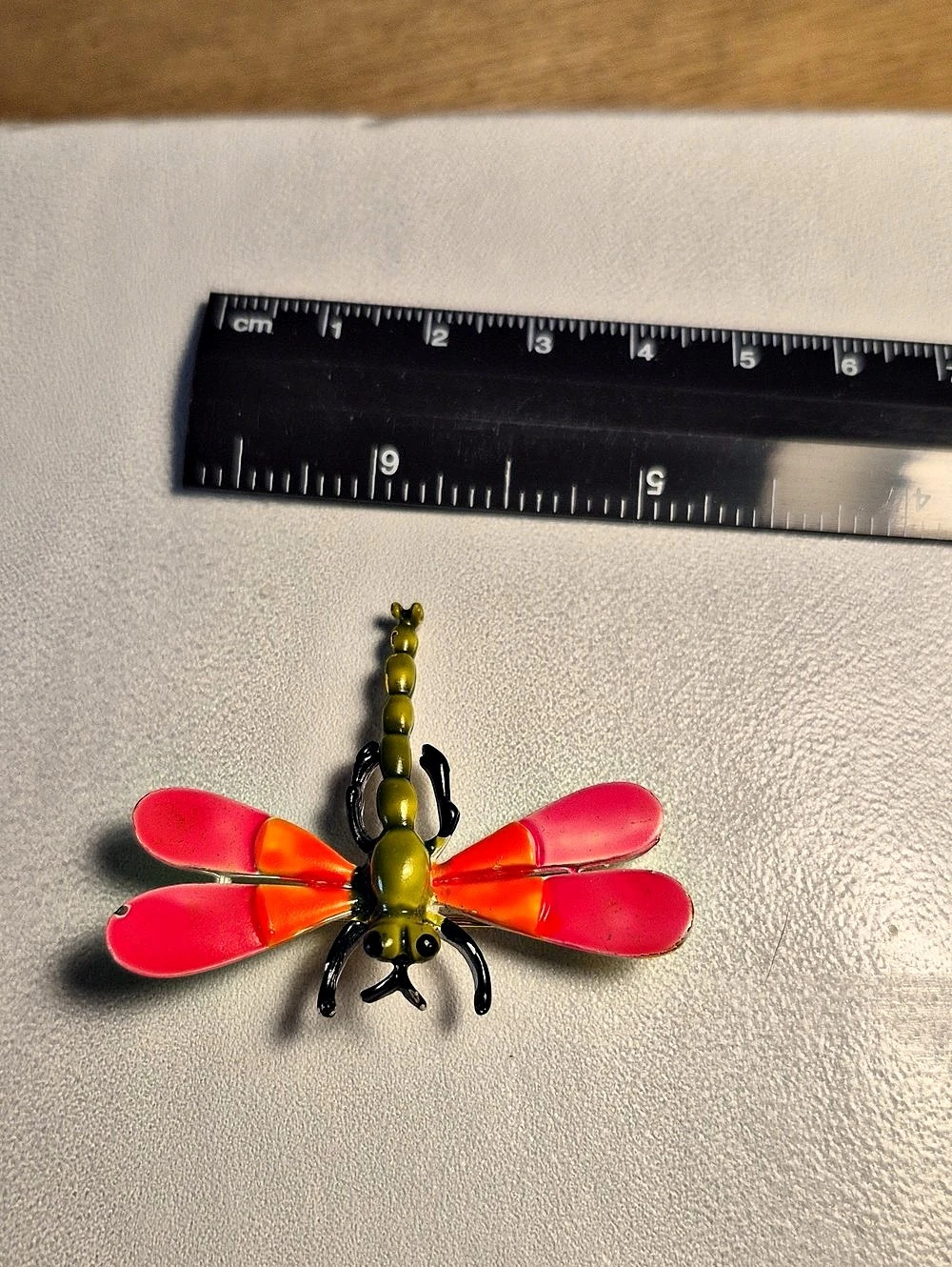 Vintage Dragonfly Brooch in Gold & Red